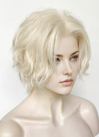 Platinum Blonde Wavy Lace Front Synthetic Men's Wig LF8000