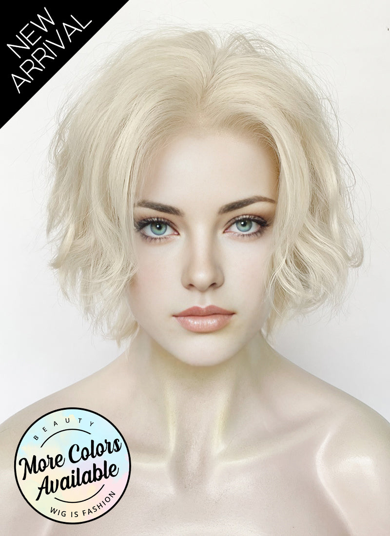 Platinum Blonde Wavy Lace Front Synthetic Men's Wig LF8000 (Customisable)