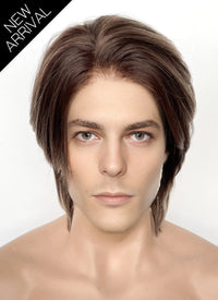 Mixed Brown Straight Lace Front Synthetic Men's Wig LF8010