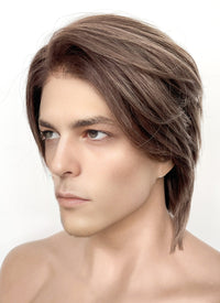 Mixed Brown Straight Lace Front Synthetic Men's Wig LF8010