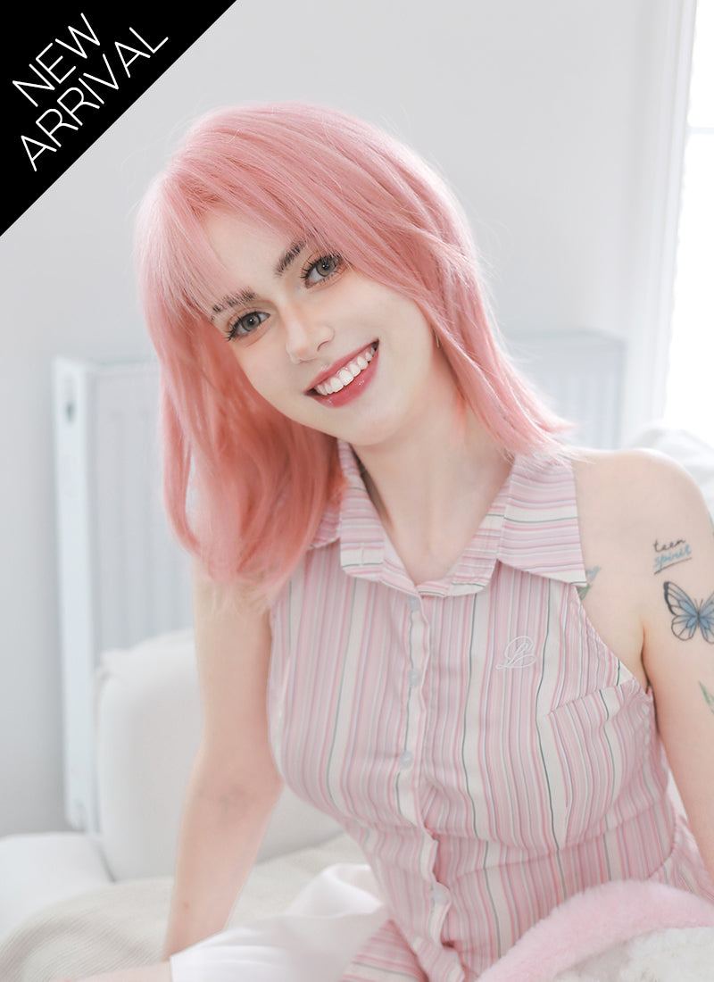 Pink Straight Lace Front Synthetic Hair Wig LF8011