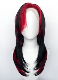 Black Mixed Red Straight Lace Front Synthetic Hair Wig LF8014