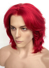 Red Wavy Lace Front Synthetic Men's Wig LF8021