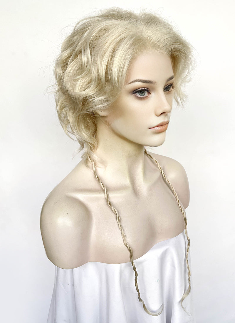 Light Ash Blonde Wavy Lace Front Synthetic Wig LF8025