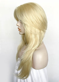 Blonde Curtain Bangs Straight Lace Front Synthetic Wig LF8029