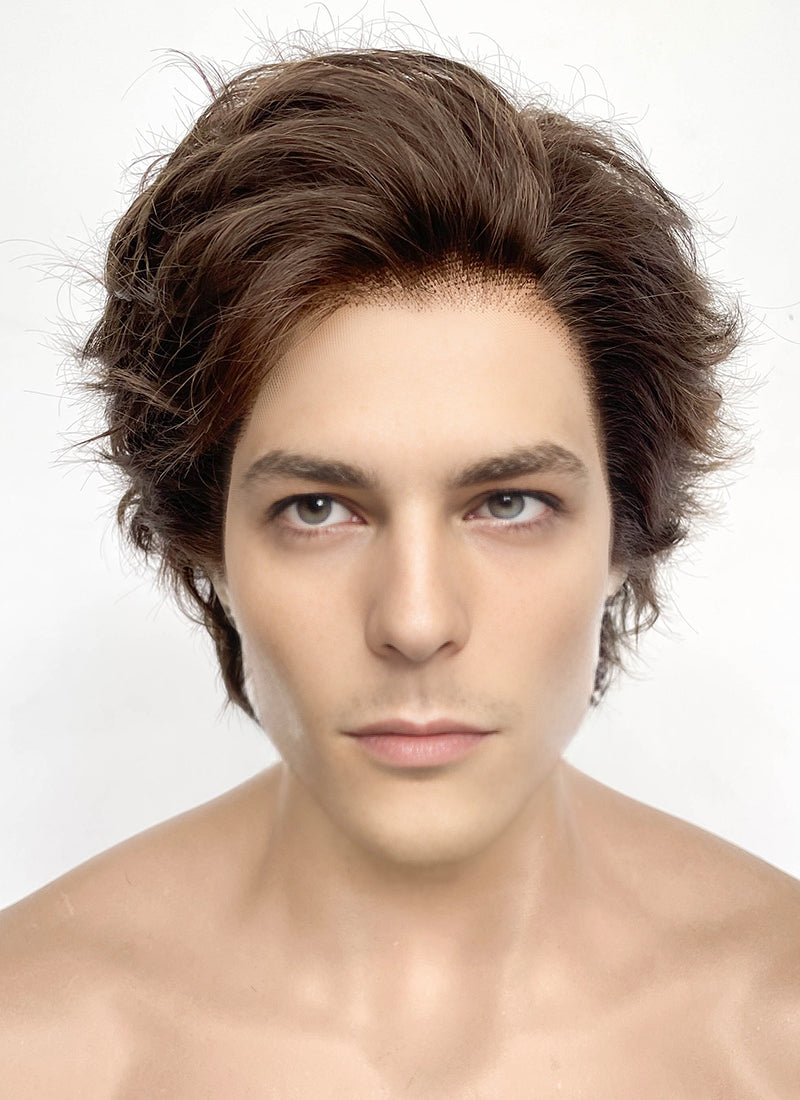 Brunette Wavy Lace Front Synthetic Men's Wig LF8032