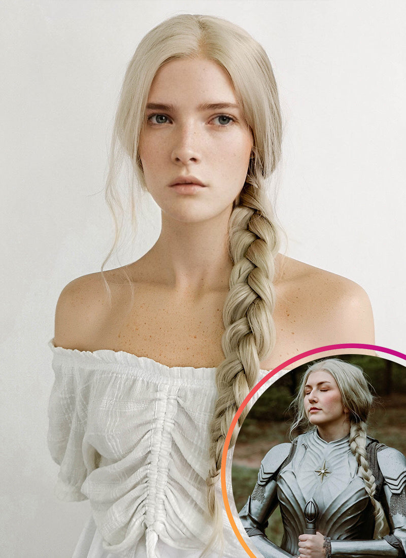 The Lord of the Rings The Rings of Power Galadriel Ash Blonde Wavy Lace Front Synthetic Braided Wig