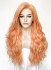 Peach Pink Wavy Lace Front Synthetic Hair Wig LFK5540