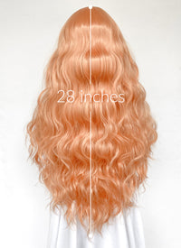 Peach Pink Wavy Lace Front Synthetic Hair Wig LFK5540