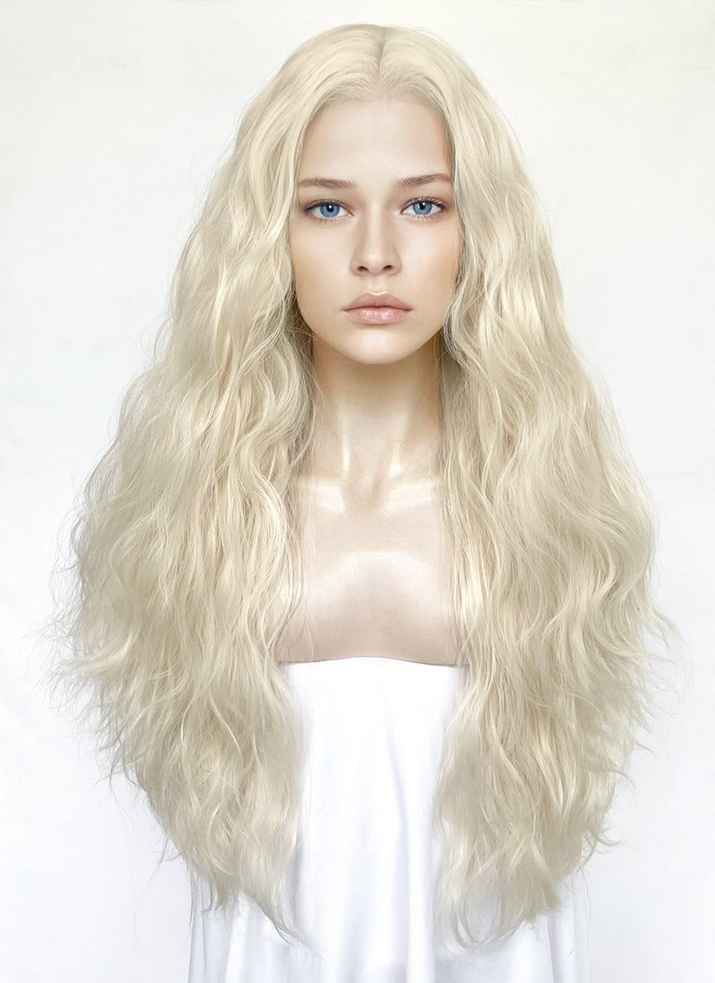 House of the Dragon Queen Rhaenyra Targaryen Platinum Blonde Wavy Lace Front Synthetic Wig LFK5560