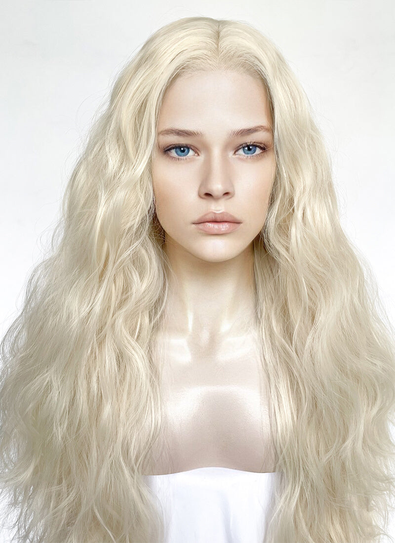 House of the Dragon Queen Rhaenyra Targaryen Platinum Blonde Wavy Lace Front Synthetic Wig LFK5560