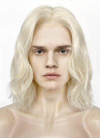 House of the Dragon King Aegon ll Targaryen Platinum Blonde Wavy Lace Front Synthetic Men's Wig LFK5561