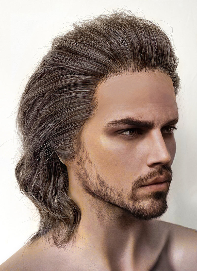 Baldur's Gate 3 Gale Mixed Brown Wavy Lace Front Synthetic Men's Wig LFK5562