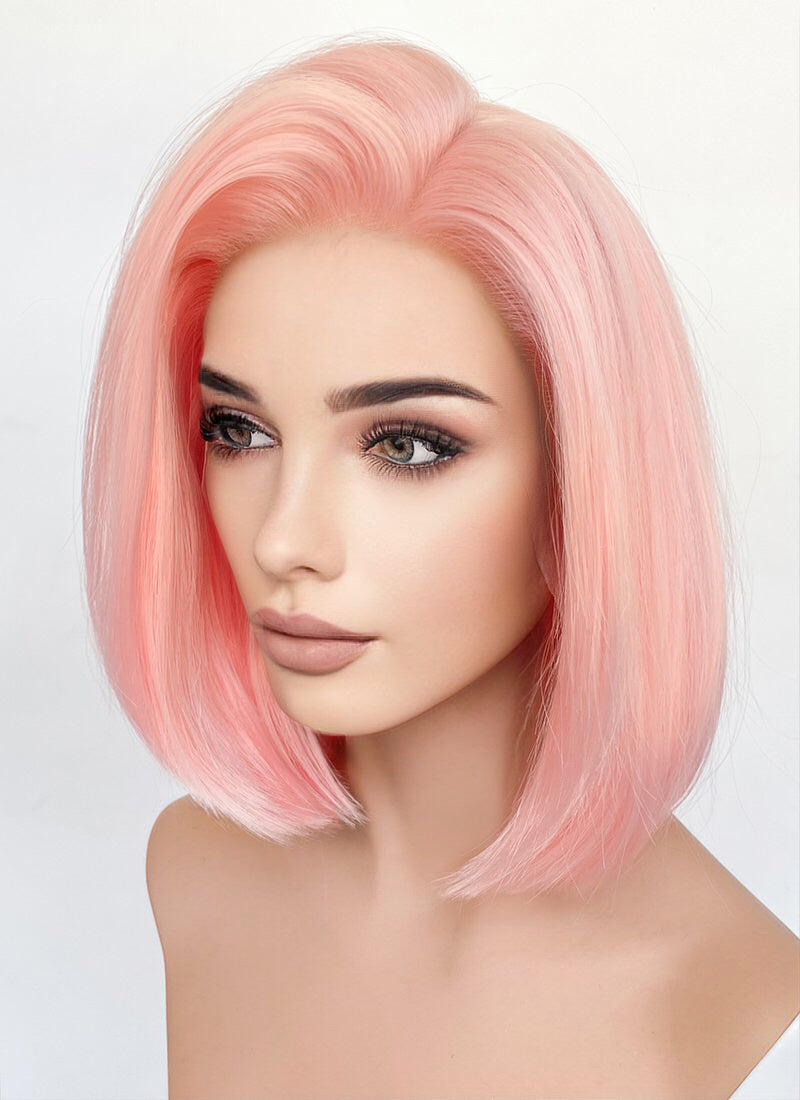 Pastel Pink Straight Bob Lace Front Synthetic Wig LFK5563