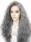 Mixed Dark Grey Curly Lace Front Synthetic Wig LFK5571