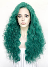 Green Curly Lace Front Synthetic Wig LFK5573