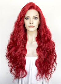 Red Wavy Lace Front Synthetic Wig LFK5574