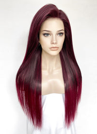 Two Tone Burgundy Straight 13" x 6" Lace Top Kanekalon Synthetic Hair Wig LFS036