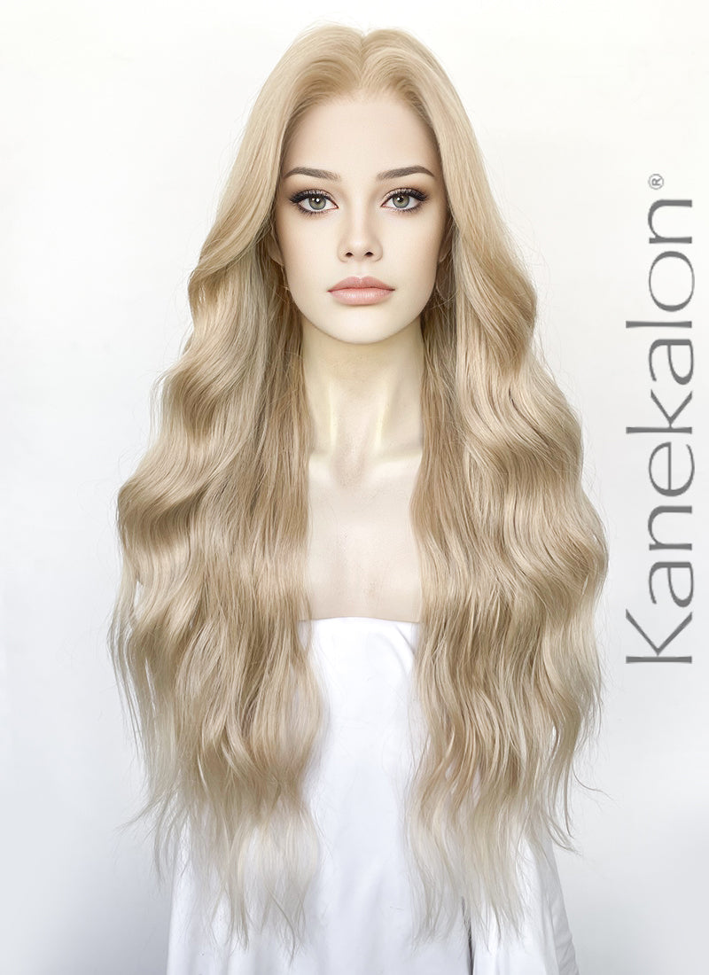 Ash Blonde Wavy 13" x 6" Lace Top Kanekalon Synthetic Hair Wig LFS042