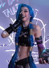 League of Legends LOL Jinx Turquoise Blue Straight Lace Front Synthetic Wig LN6020