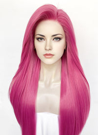 Hot Pink Straight Yaki Lace Front Synthetic Hair Wig LN6037