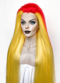 Marvel Scream Donna Diego Yellow Mixed Red Straight Lace Front Synthetic Wig LN6042