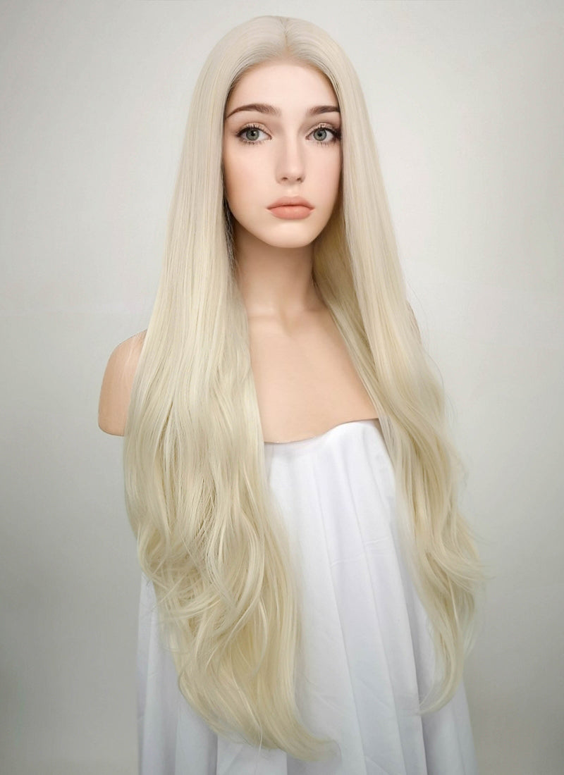 Straight Platinum Blonde Lace Front Synthetic Wig LW150D