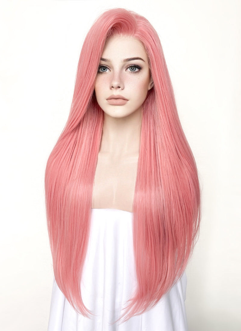 Pastel Pink Straight Lace Front Synthetic Wig LW238B