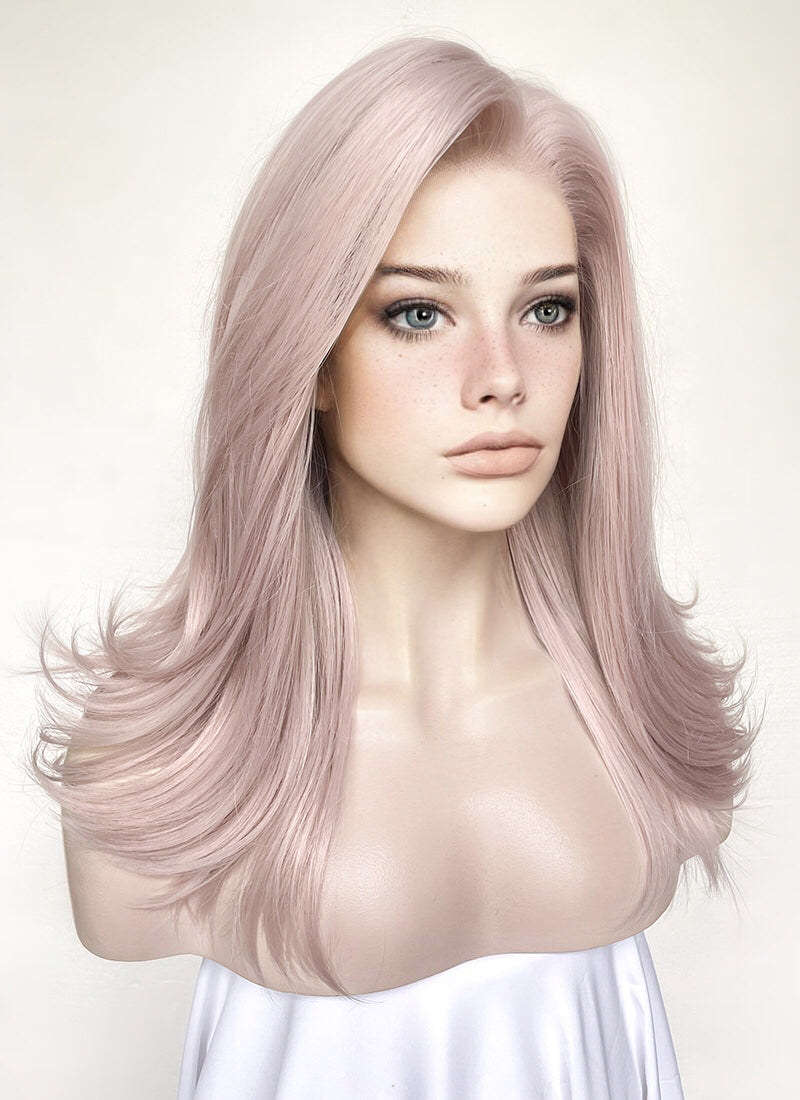 Pastel Pale Plum Wavy Lace Front Synthetic Wig LW4028