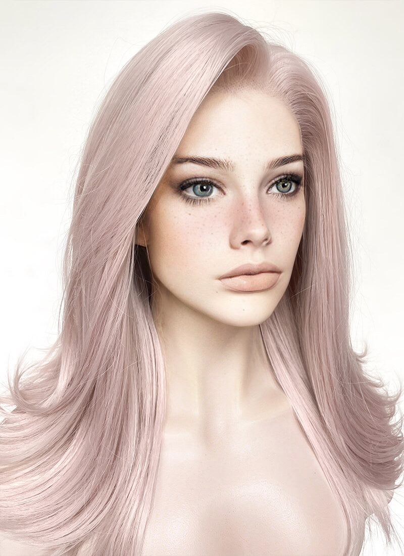 Pastel Pale Plum Wavy Lace Front Synthetic Wig LW4028