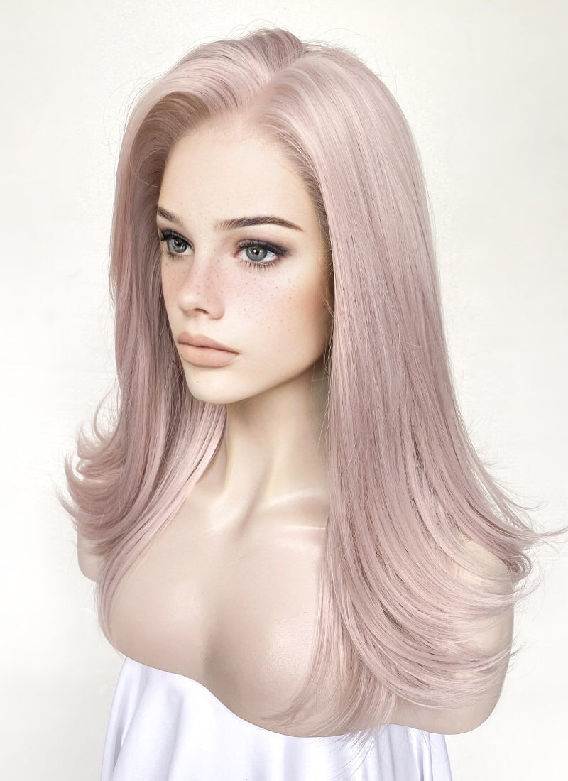 Pastel Pale Plum Wavy Lace Front Synthetic Wig LW4028