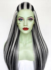 Monster High Frankie Stein Black With Silver Grey Highlights Straight Lace Front Synthetic Wig LW4030