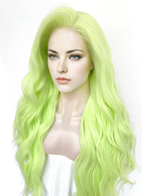 Pastel Chartreuse Wavy Lace Front Synthetic Hair Wig LW4044