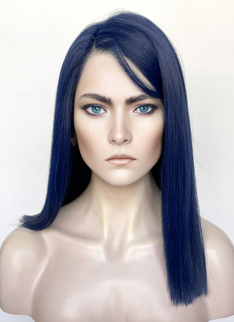 Arcane Caitlyn Kiramman Dark Blue Straight Lace Front Synthetic Wig LW4046