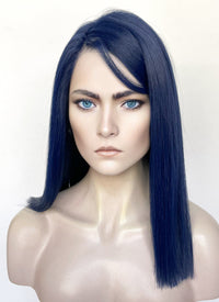 League of Legends LOL Arcane Caitlyn Kiramman Dark Blue Straight Lace Front Synthetic Wig LW4046