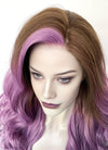 Baldur's Gate 3 Alfira Wavy Brown Mixed Purple Lace Front Synthetic Wig LW4047