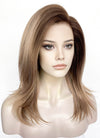 Brown With Dark Roots Straight Lace Front Synthetic Wig LW4049