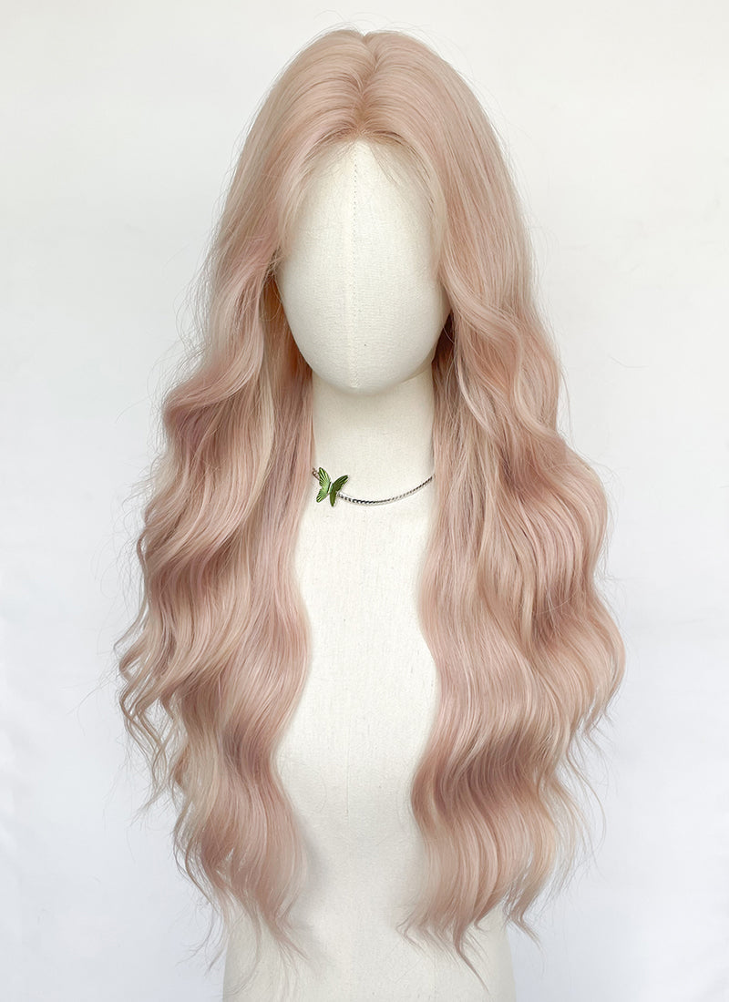 Pale Pink Wavy Synthetic Wig NL082