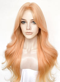 Peach Pink Ombre Wavy Synthetic Wig NL086