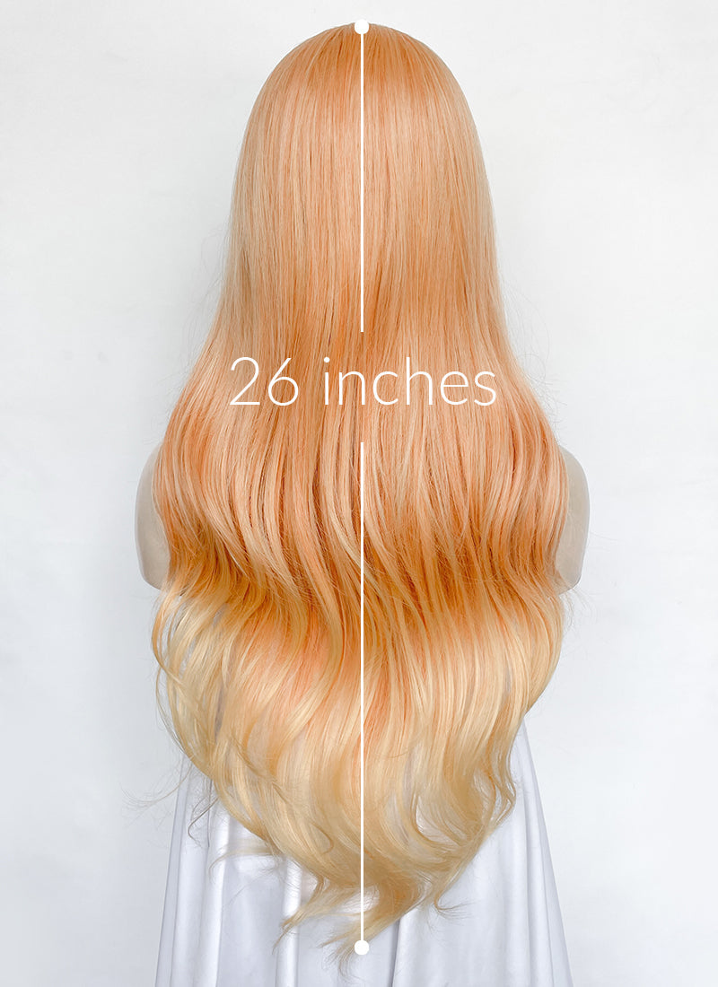 Peach Pink Ombre Wavy Synthetic Wig NL086