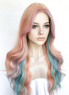 Pink Rainbow Color Wavy Synthetic Wig NL087