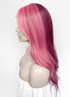 Purple With Pink Highlights Wavy Synthetic Wig NL088