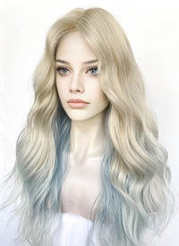 Blonde Blue Ombre Wavy Synthetic Hair Wig NL095