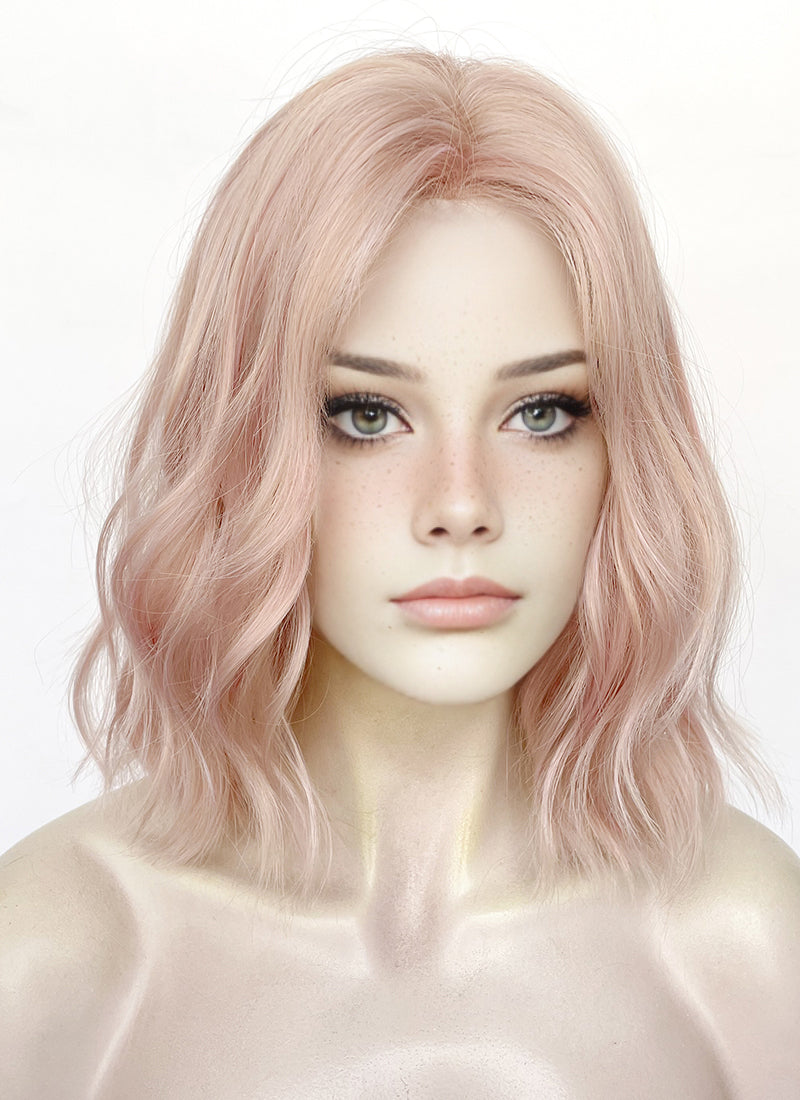 Pale Pink Wavy Synthetic Hair Wig NL1000