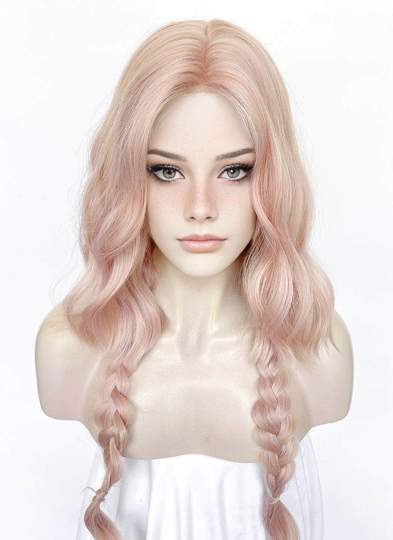 Pale Pink Wavy Synthetic Hair Wig NL1001