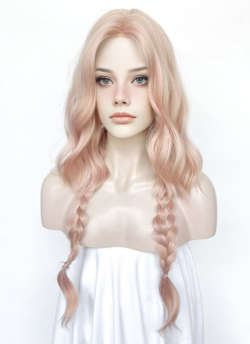 Pale Pink Wavy Synthetic Hair Wig NL1001