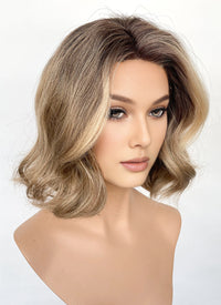 Brown Mixed Blonde With Dark Roots Wavy Synthetic Hair Wig NL1002