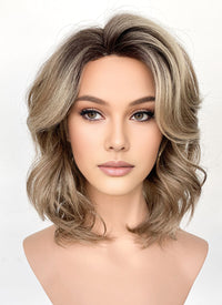 Brown Mixed Blonde With Dark Roots Wavy Synthetic Hair Wig NL1003