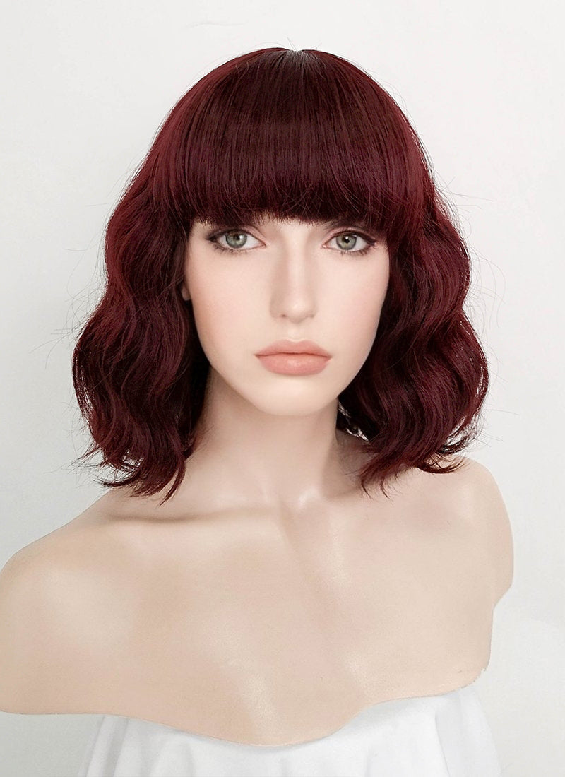 Dark Burgundy  Wavy Bob Synthetic Wig NS111