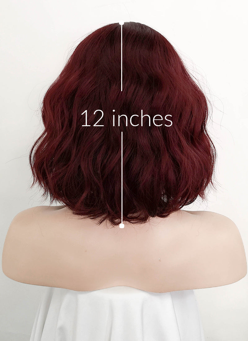 Dark Burgundy  Wavy Bob Synthetic Wig NS111